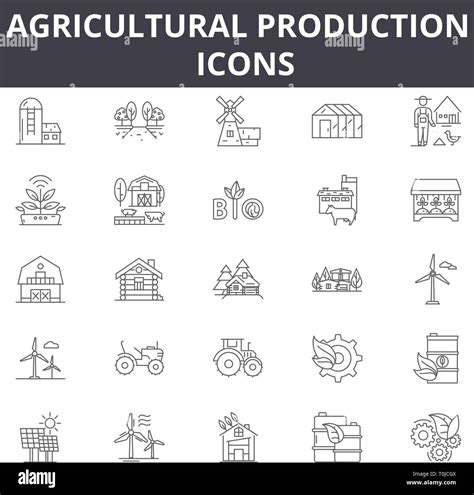 Agricultural Production Line Icons Editable Stroke Signs Concept