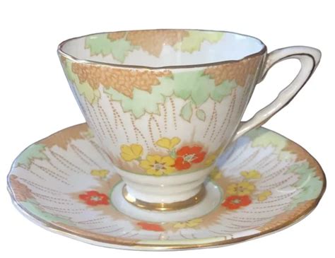 Royal Stafford Tea Cup And Saucer Hand Painted Blossom Pattern Teacup