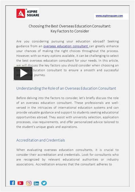 Ppt Choosing The Best Overseas Education Consultant Key Factors To