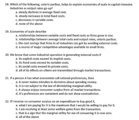 Solved Which Of The Following Ceteris Paribus Helps To Chegg