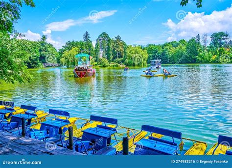 Activity On Upper Lake In Sofiyivka Park Uman Ukraine Editorial Photo