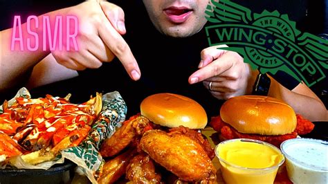 Asmr Wingstop Mukbang Chicken Wings Buffalo Ranch Fries Hot Chicken Sandwich Youtube