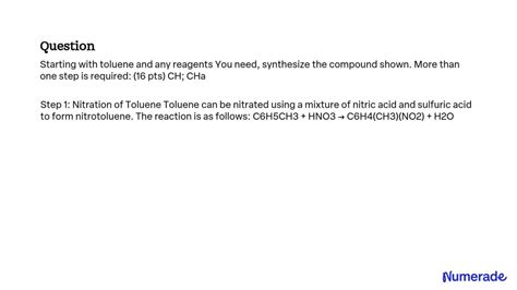 Solved Starting With Toluene And Any Reagents You Need Synthesize The