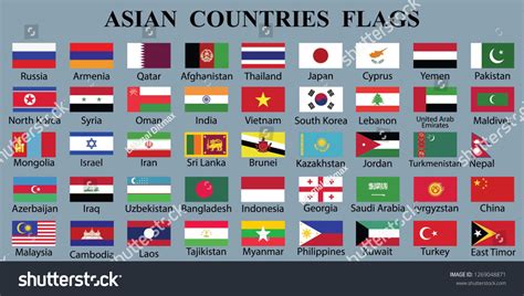 Flags Asian Countries Stock Vector (Royalty Free) 1269048871 | Shutterstock