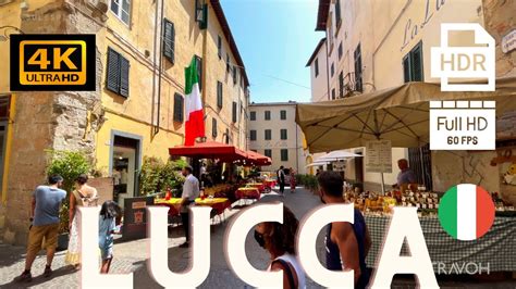 Lucca Tuscany Italy 🇮🇹 4k Hdr 60fps City Walking Tour Day