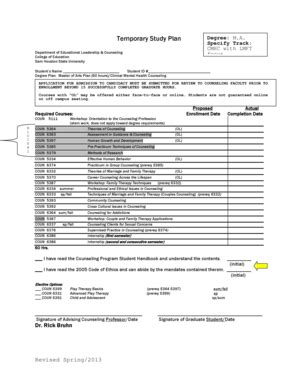 Fillable Online Shsu Temporary Study Plan Department Of Educational