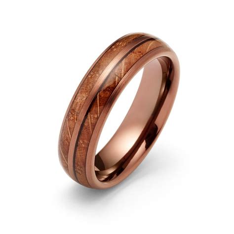 6mm Tungsten Espresso Brown Double Barrel Wood Ring Tungsten Ring