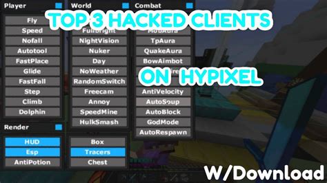 TOP 3 HYPIXEL HACKED CLIENTS 2018 YouTube