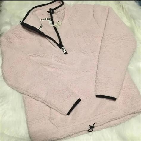 Pink Victorias Secret Sweaters Vs Pink Sherpa Quarter Zip Poshmark