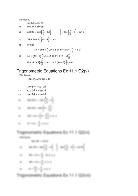 Solution Chapter 11 Trigonometric Equations Studypool