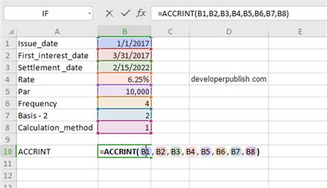 How To Use Accrint Function In Excel Developerpublish