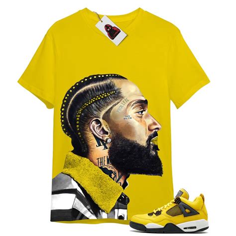 Aop Nipsey Hussle Yellow T Shirt Air Jordan 4 Tour Yellow Lightning 4s