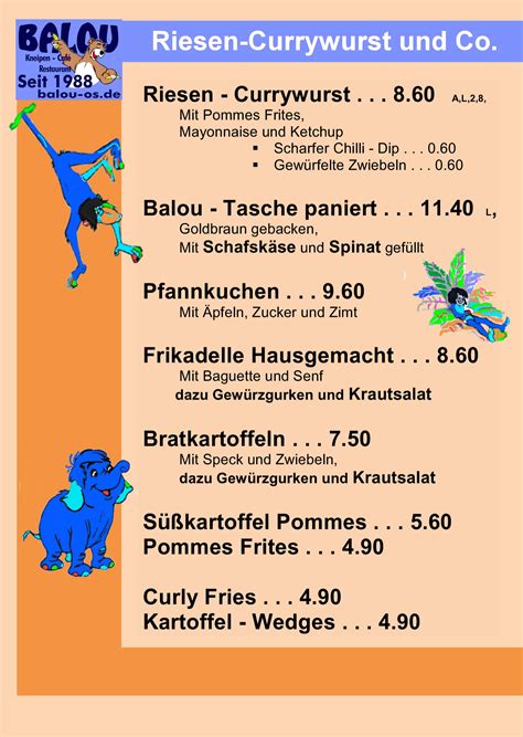 Speisen Im Balou Das Kneipen Caf Restaurant In Osnabr Ck