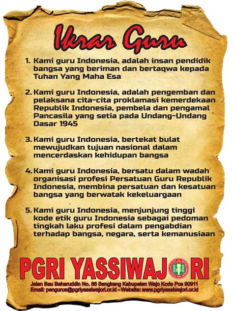 Ikrar Guru Indonesia Pgri Yassiwajori