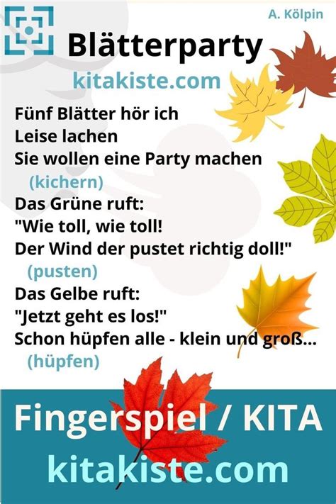 BLÄTTERPARTY Fingerspiel Kindergarten Fingerspiele Projekt farben