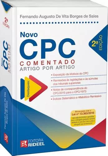 Novo Cpc Comentado Artigo Por Artigo Rideel De Fernando Augusto De