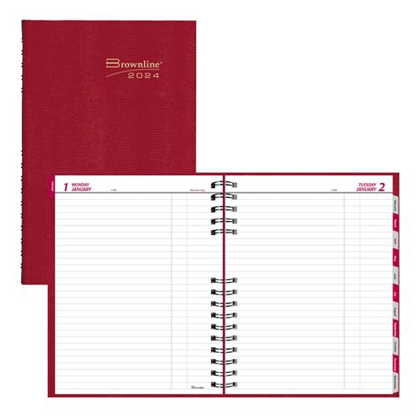 Coilpro Daily Planner 2024 English Red Brownline Brownline Cda