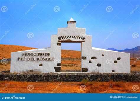 Puerto Rosario Monument Sign Fuerteventura Stock Image Image Of