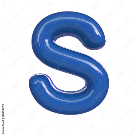 Glossy Blue Paint Letter S 3D Render Of Bubble Font Isolated On White