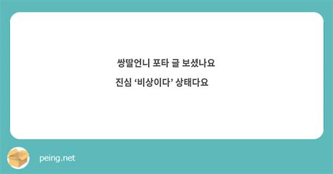 쌍딸언니 포타 글 보셨나요 진심 ‘비상이다 상태다요🥺 Peing 質問箱