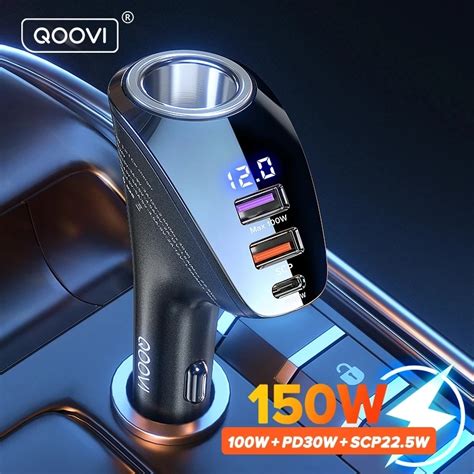 QOOVI 150W ładowarka samochodowa Usb typ C Super szybkie ładowanie PD 4