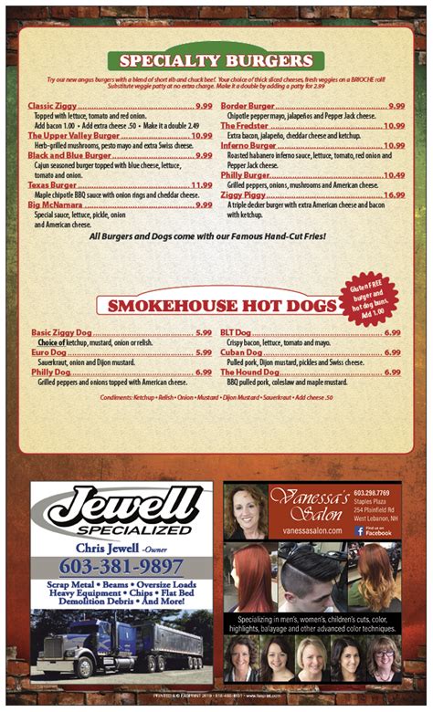 Ziggys Pizza 20194 Fasprint Menus