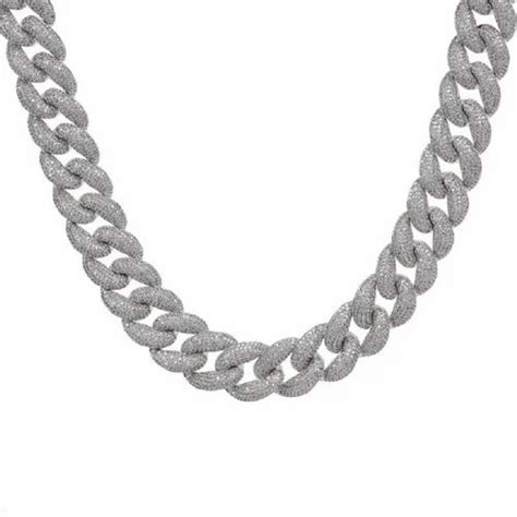 Lenus 14mm Moissanite Monaco Cuban Link Chain In 925 Sterling Silver