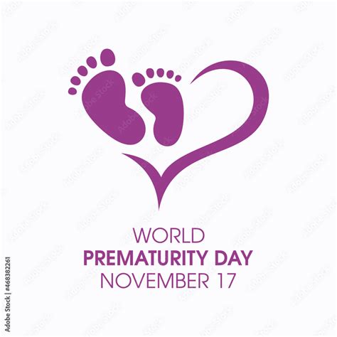 World Prematurity Day Vector Baby Footprint And Heart Shape Silhouette