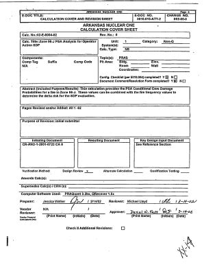 Fillable Online Pbadupws Nrc Arkansas Nuclear One Calculation Cover