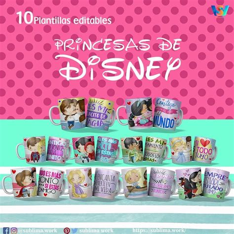 Pack Plantillas Editables Para Tazas De Oz Princesas De Disney Mugs