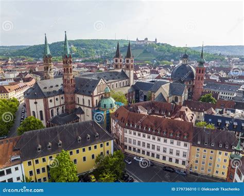 Wurzburg Historical Center Aerial Drone Photo Old Main Bridge