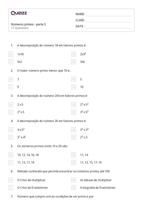 Mais De 50 Planilhas Composição E Decomposição De Números No Quizizz Gratuito E Imprimível