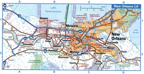 New Orleans city interstate highway map road free toll I10, I49, I310 ...