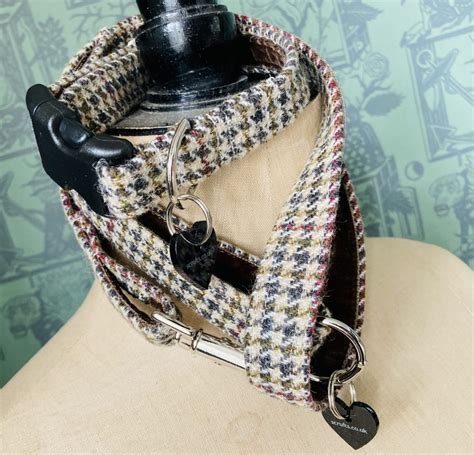 Handmade Dog Collar Maxwell Velvet Lined Harris Tweed Scrufts