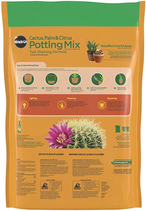 Miracle Gro Mezcla para macetas de cactus palmeras y cítricos 8 qt