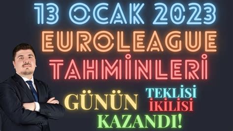 13 OCAK 2023 EUROLEAGUE İDDAA TAHMİNLERİ BARCELONA ANADOLU EFES