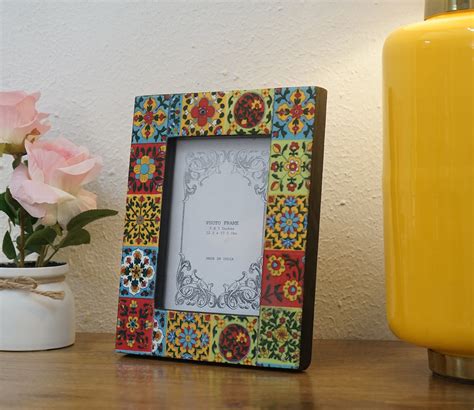 Buy Elin Multicolor Floral Print Mango Wood Photo Frame Online In India