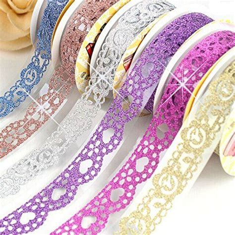 Bandy Washi Tape Lace Pattern Glitter Bling Self Adhesive Tapediamond