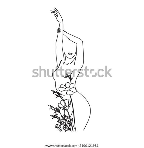 Sexy Woman Vector Line Drawing Sex Stock Vector Royalty Free 2100121981 Shutterstock