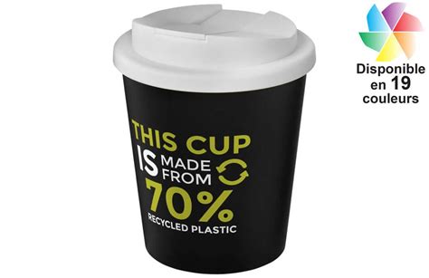 Gobelet recyclé Americano Espresso Eco de 250 ml avec couvercle anti