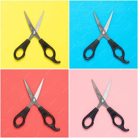 Premium Photo | Collage of scissors on colorful background