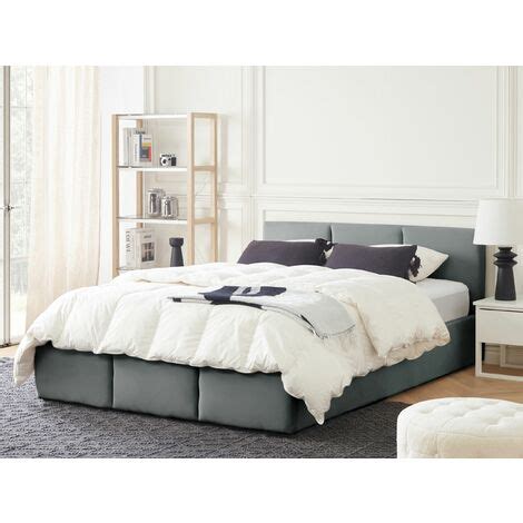 Cama Con Almacenaje De Terciopelo Gris Oscuro X Cm Acolchado