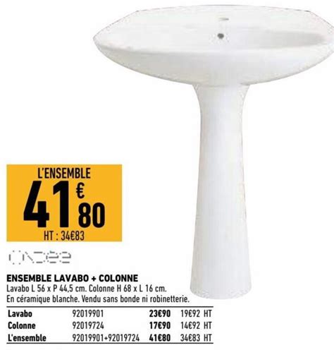 Ensemble Lavabo Colonne Brico Cash Avril 2022