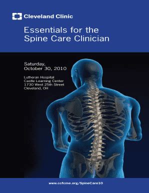 Fillable Online Essentials For The Spine Care Clinician Cleveland