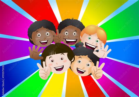 cheerful happiness kids Stock Illustration | Adobe Stock