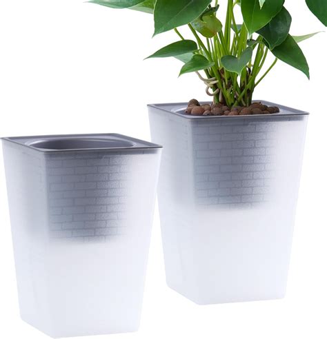 Amazon Oliz Self Watering Planter 2 Pieces 6 Inch Plastic Flower