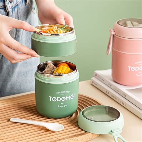 Lunch Box 710ml Stainless Steel Drinking Cup With Spoon Soup Thermos