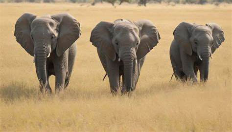 Premium Photo A Small Herd Of Elephants Walking Through Tall Grass