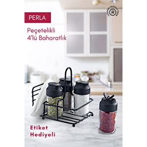 Grimor Life Perla Metal Standlı Peçetelik Hazneli 4 lü Çift Kapaklı Cam