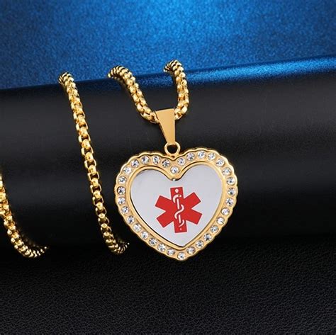 Heart Bling Large Necklace Pendant - Emergency ID Australia